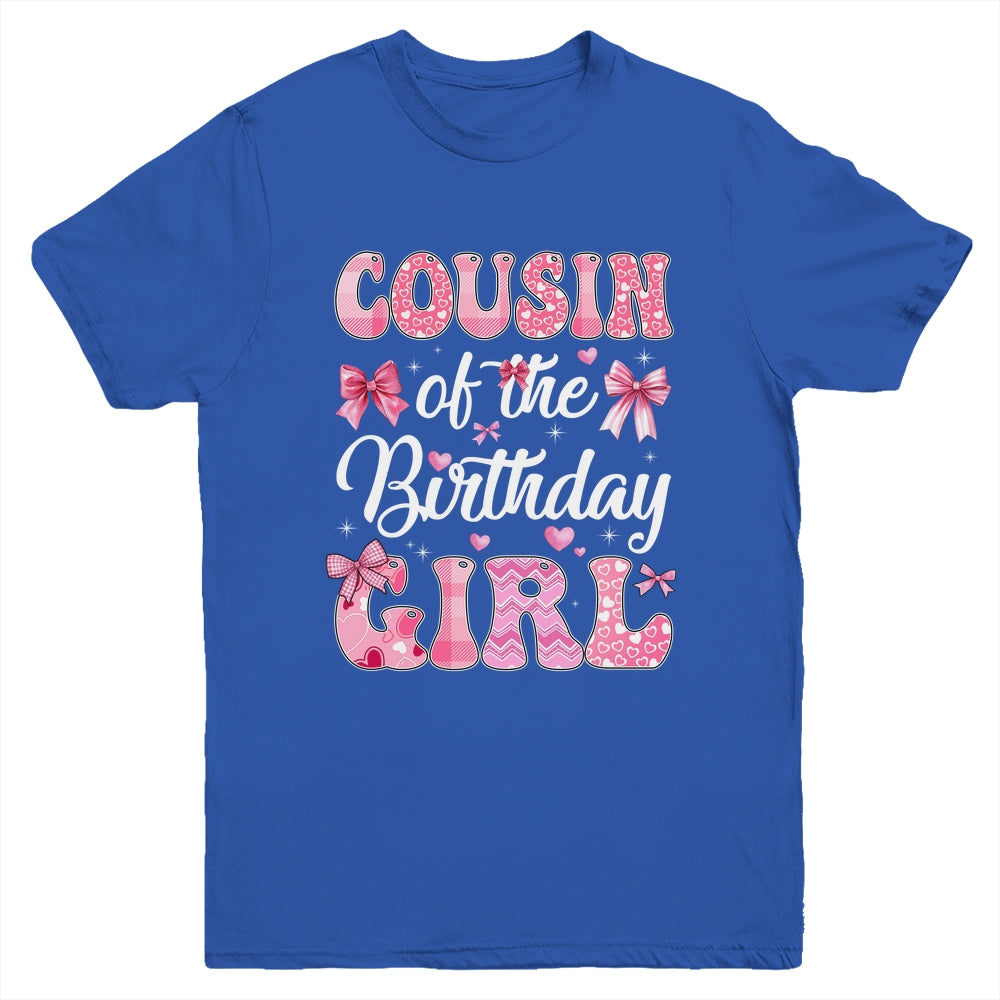 Cousin Of The Birthday Girl Family Pink Coquette Bow Youth Shirt | teecentury