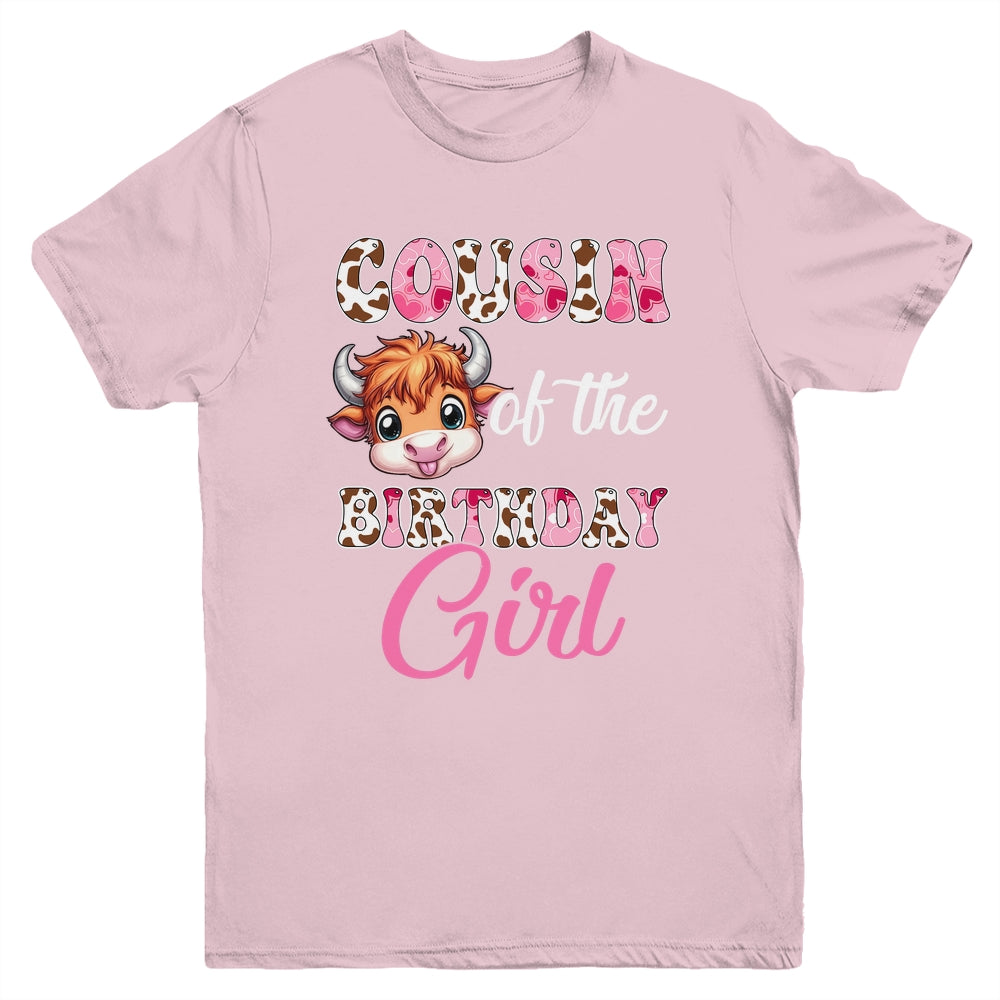 Cousin Of The Birthday Girl Highland Cow Farm 1st Birthday Youth Shirt | teecentury