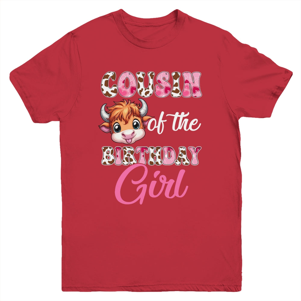 Cousin Of The Birthday Girl Highland Cow Farm 1st Birthday Youth Shirt | teecentury