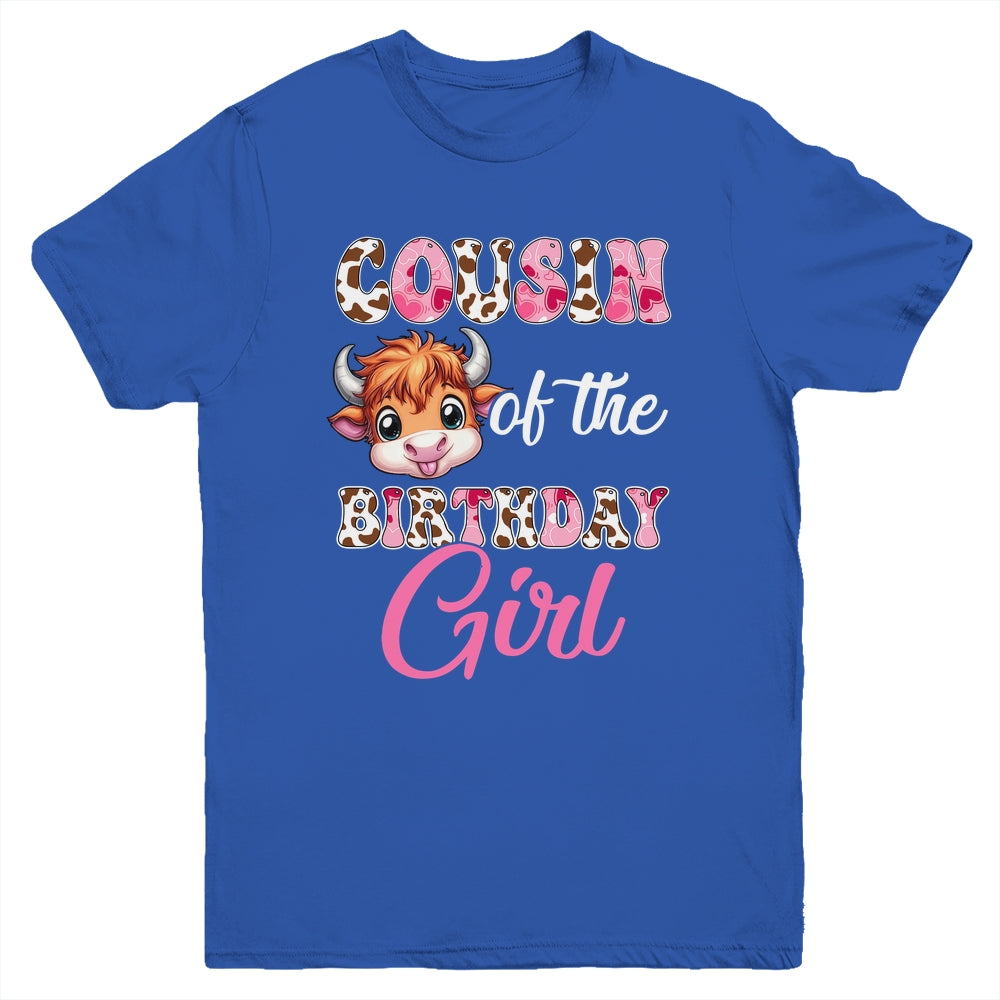 Cousin Of The Birthday Girl Highland Cow Farm 1st Birthday Youth Shirt | teecentury