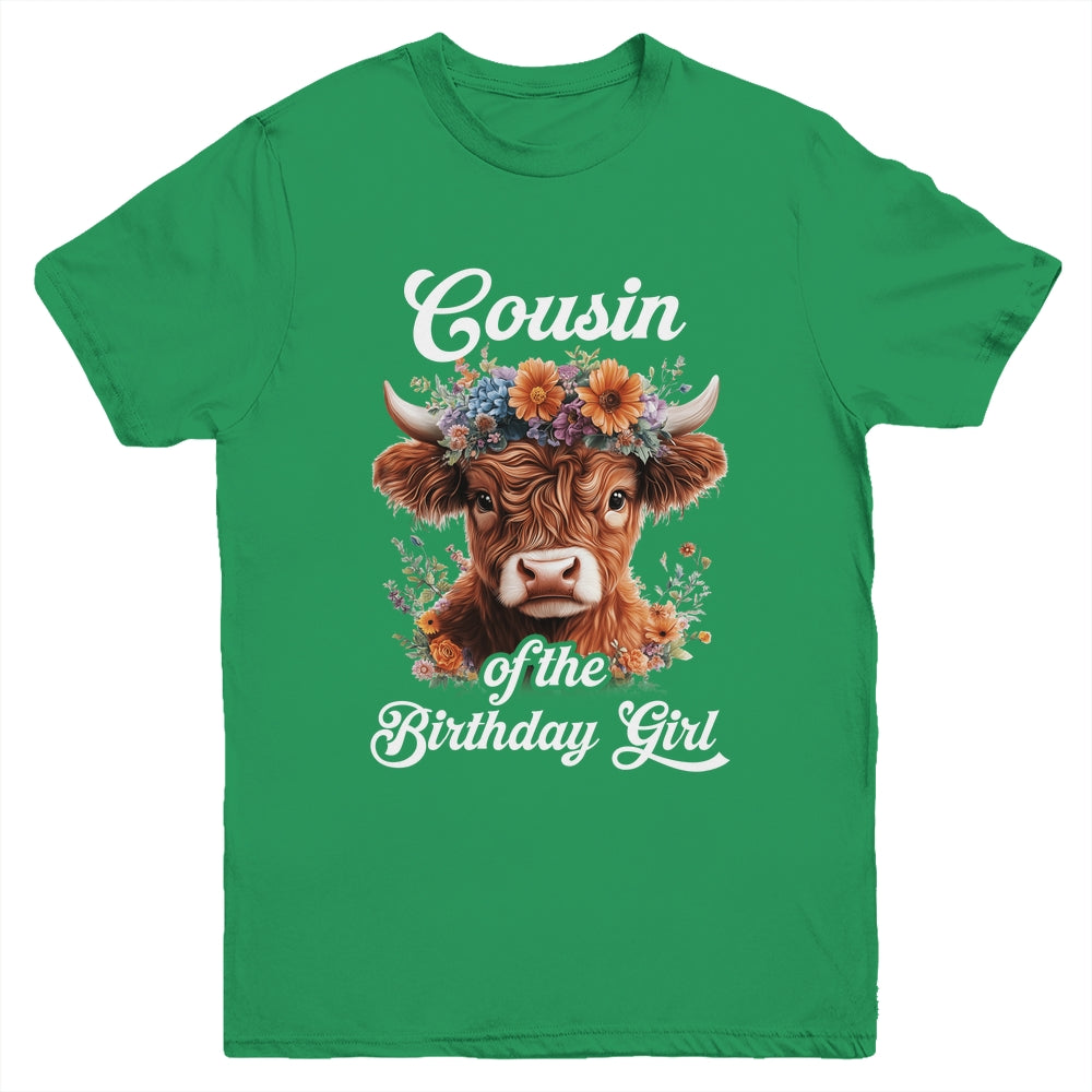 Cousin Of The Birthday Girl Highland Cow Farm Family Youth Shirt | teecentury