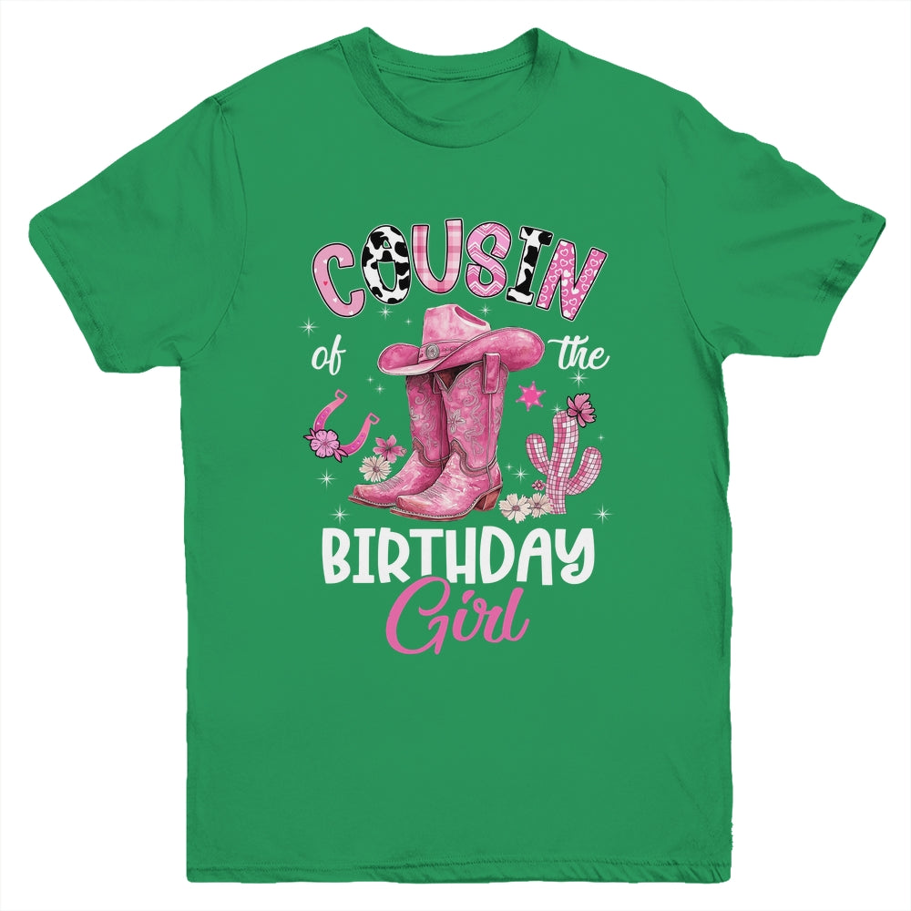 Cousin Of The Birthday Girl Pink Cowgirl Western Cow Girl Youth Shirt | teecentury