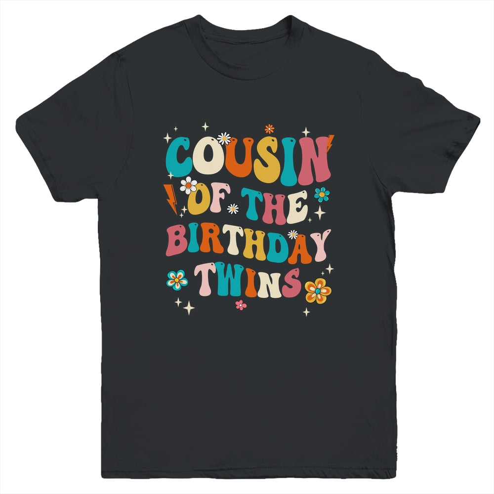 Cousin Of The Birthday Twins Boys Girls Party Retro Bday Youth Shirt | teecentury