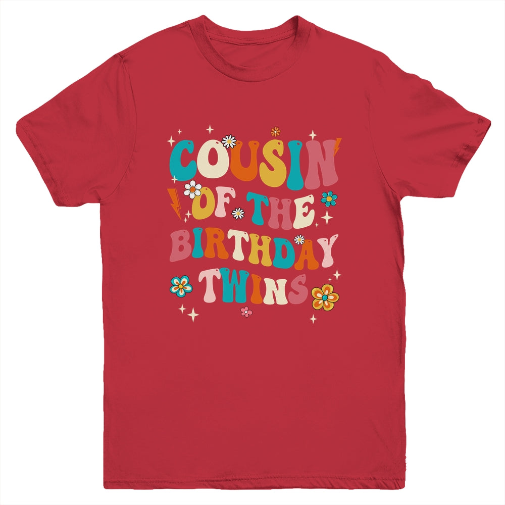 Cousin Of The Birthday Twins Boys Girls Party Retro Bday Youth Shirt | teecentury