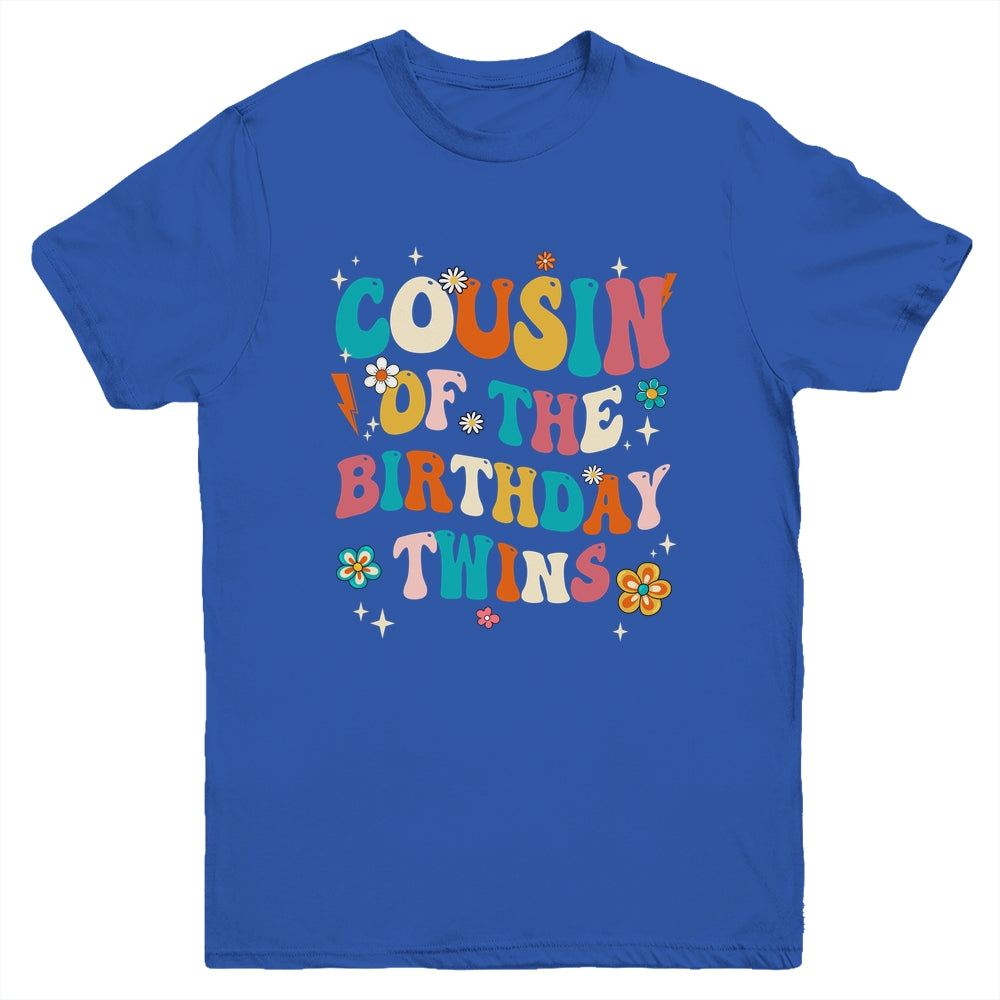 Cousin Of The Birthday Twins Boys Girls Party Retro Bday Youth Shirt | teecentury