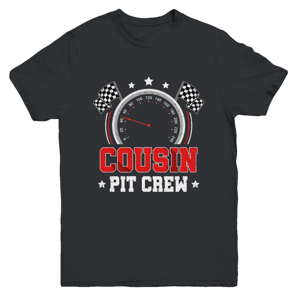 Cousin Pit Crew Race Car Birthday Party Racing Family Youth Shirt | teecentury