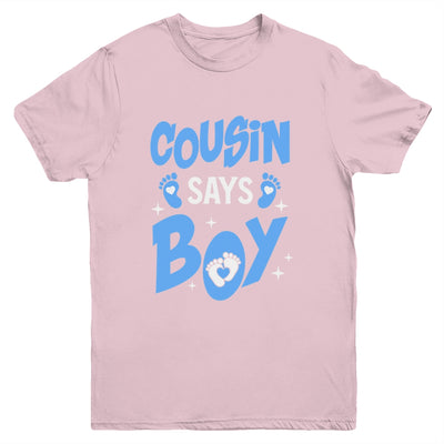Cousin Says Boy Gender Reveal Team Boy Pregnancy Cousins Youth Shirt | teecentury