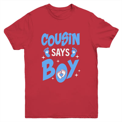 Cousin Says Boy Gender Reveal Team Boy Pregnancy Cousins Youth Shirt | teecentury
