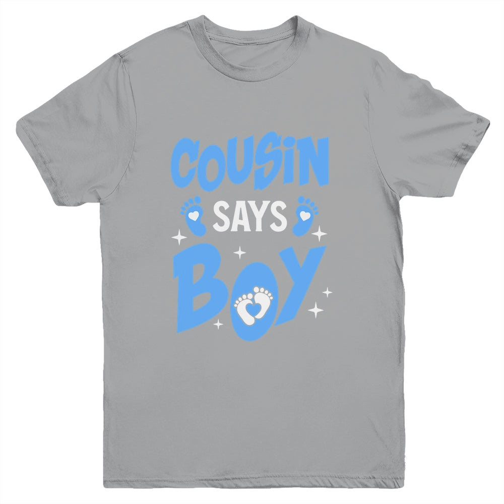 Cousin Says Boy Gender Reveal Team Boy Pregnancy Cousins Youth Shirt | teecentury