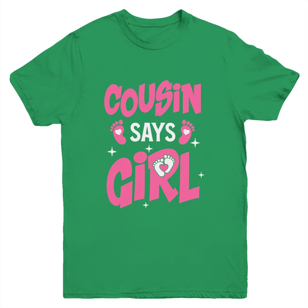 Cousin Says Girl Gender Reveal Team Girl Pregnancy Cousins Youth Shirt | teecentury