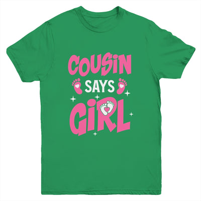 Cousin Says Girl Gender Reveal Team Girl Pregnancy Cousins Youth Shirt | teecentury