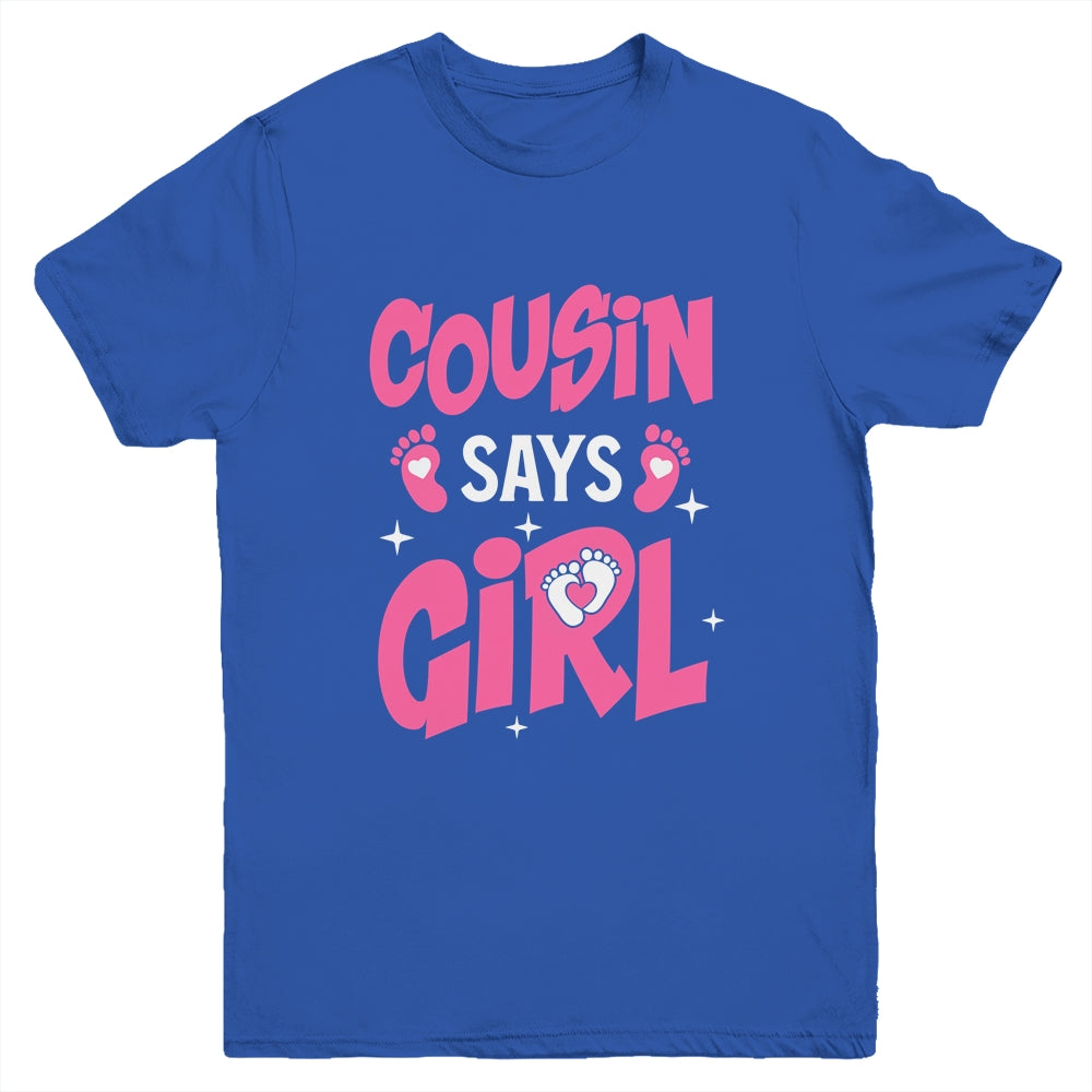 Cousin Says Girl Gender Reveal Team Girl Pregnancy Cousins Youth Shirt | teecentury
