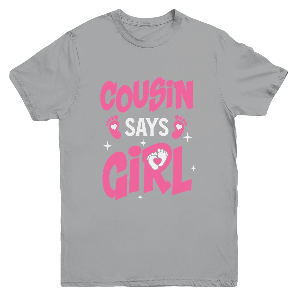 Cousin Says Girl Gender Reveal Team Girl Pregnancy Cousins Youth Shirt | teecentury