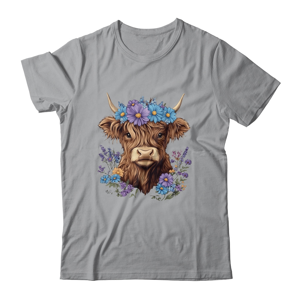 Cow Scottish Highland Cow Western Flower Farm Farmer Women Shirt & Tank Top | teecentury