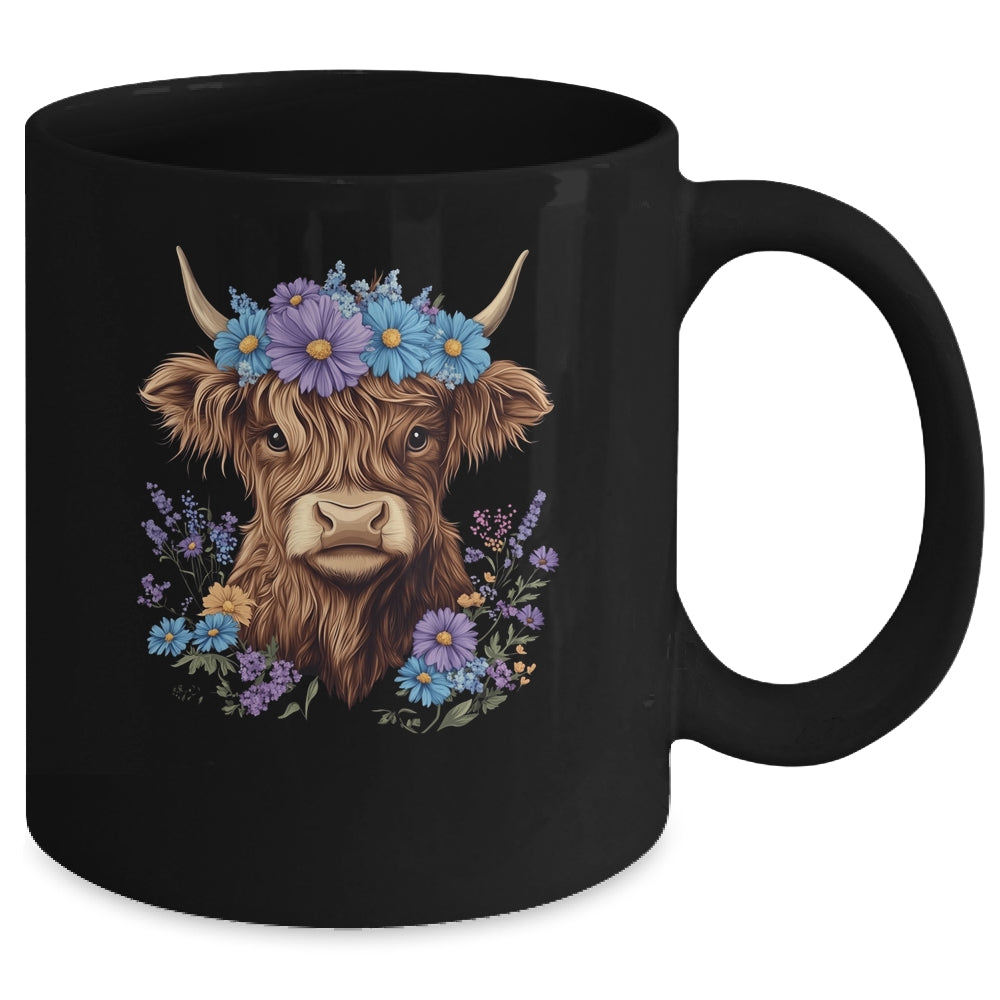 Cow Scottish Highland Cow Western Flower Farm Farmer Women Mug | teecentury