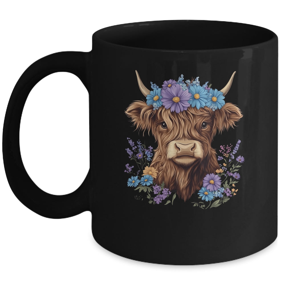 Cow Scottish Highland Cow Western Flower Farm Farmer Women Mug | teecentury
