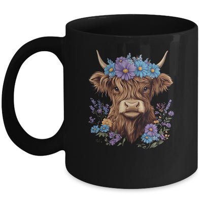 Cow Scottish Highland Cow Western Flower Farm Farmer Women Mug | teecentury
