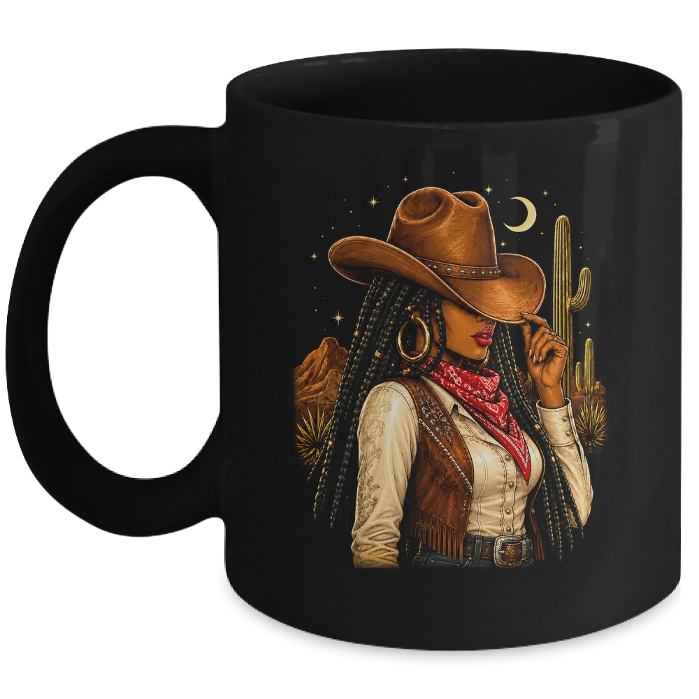 Cowgirl Afro Western Country Rodeo Melanin African American Mug | teecentury