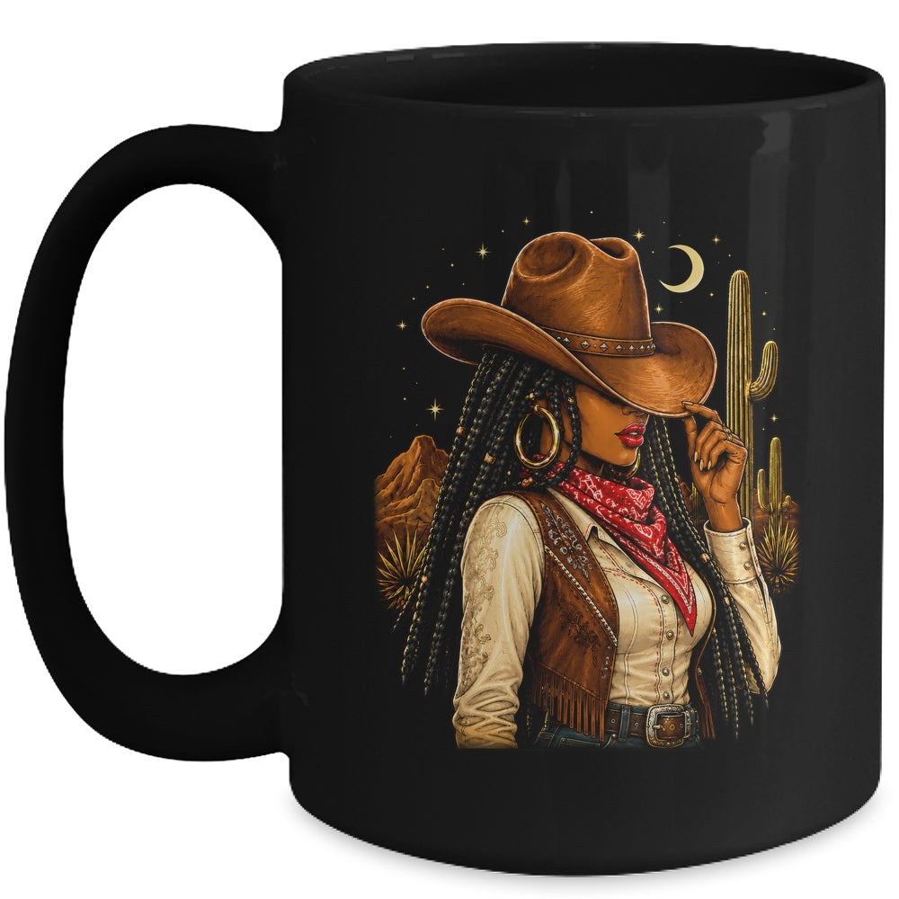 Cowgirl Afro Western Country Rodeo Melanin African American Mug | teecentury