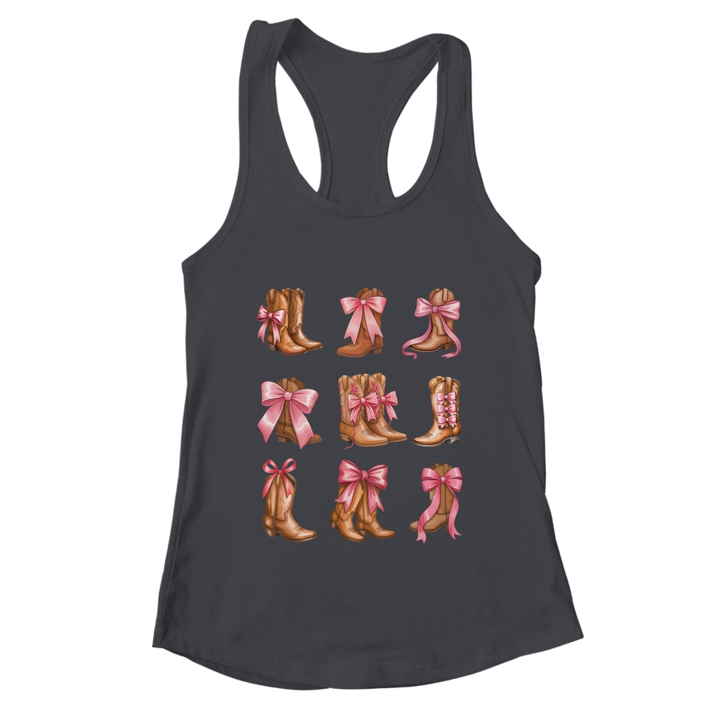 Cowgirl Boots Coquette Aesthetic And Pink Bows Women Girls Shirt & Tank Top | teecentury