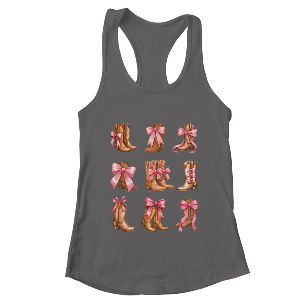 Cowgirl Boots Coquette Aesthetic And Pink Bows Women Girls Shirt & Tank Top | teecentury