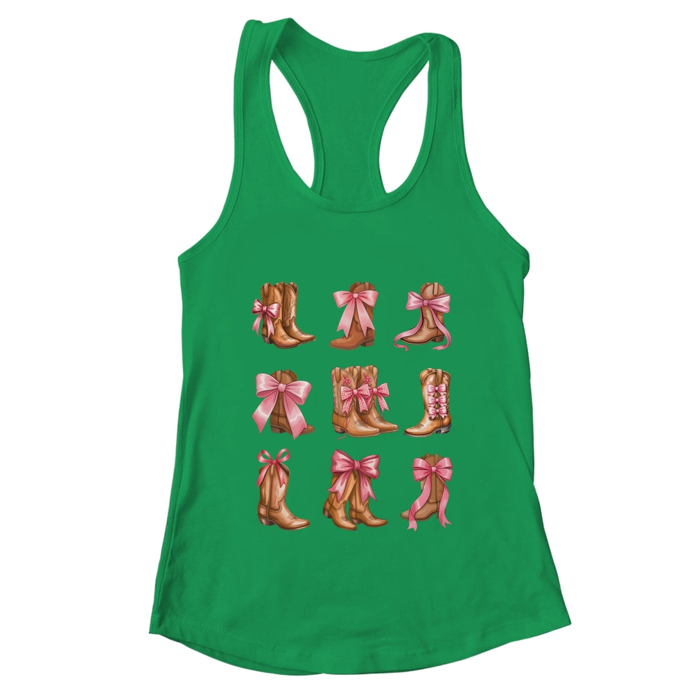 Cowgirl Boots Coquette Aesthetic And Pink Bows Women Girls Shirt & Tank Top | teecentury