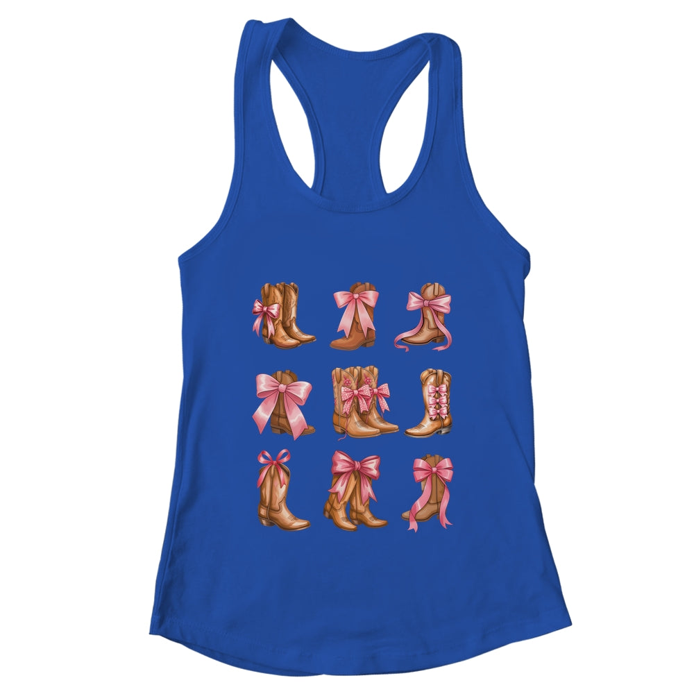 Cowgirl Boots Coquette Aesthetic And Pink Bows Women Girls Shirt & Tank Top | teecentury