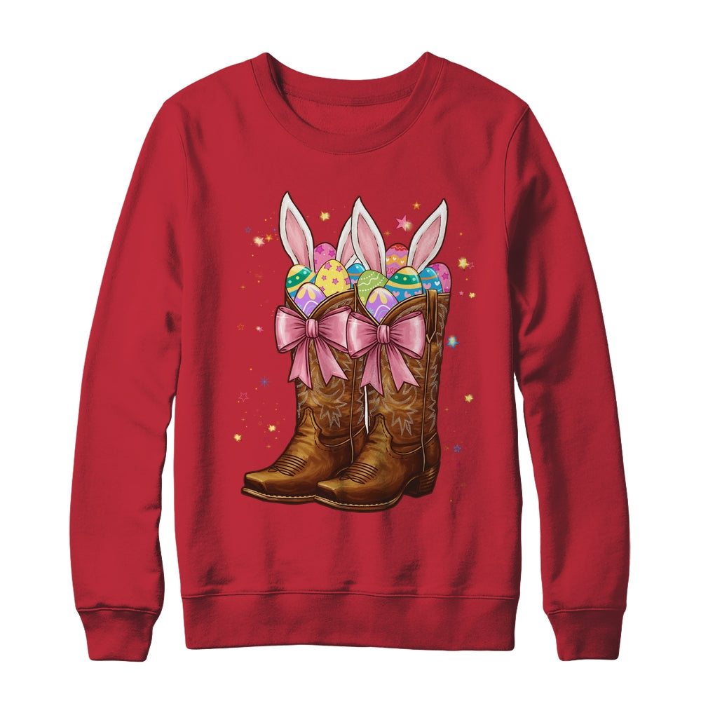 Cowgirl Boots Easter Western Happy Coquette Easter Bunny Shirt & Sweatshirt | teecentury