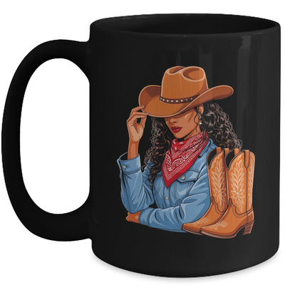 Cowgirl Western Boots Afro Western Melanin Black African Mug | teecentury