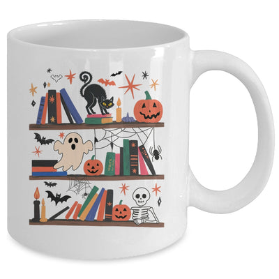 Cozy Halloween Bookshelf Read Book Ghost Pumpkin Fall Autumn Mug | teecentury