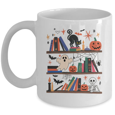 Cozy Halloween Bookshelf Read Book Ghost Pumpkin Fall Autumn Mug | teecentury