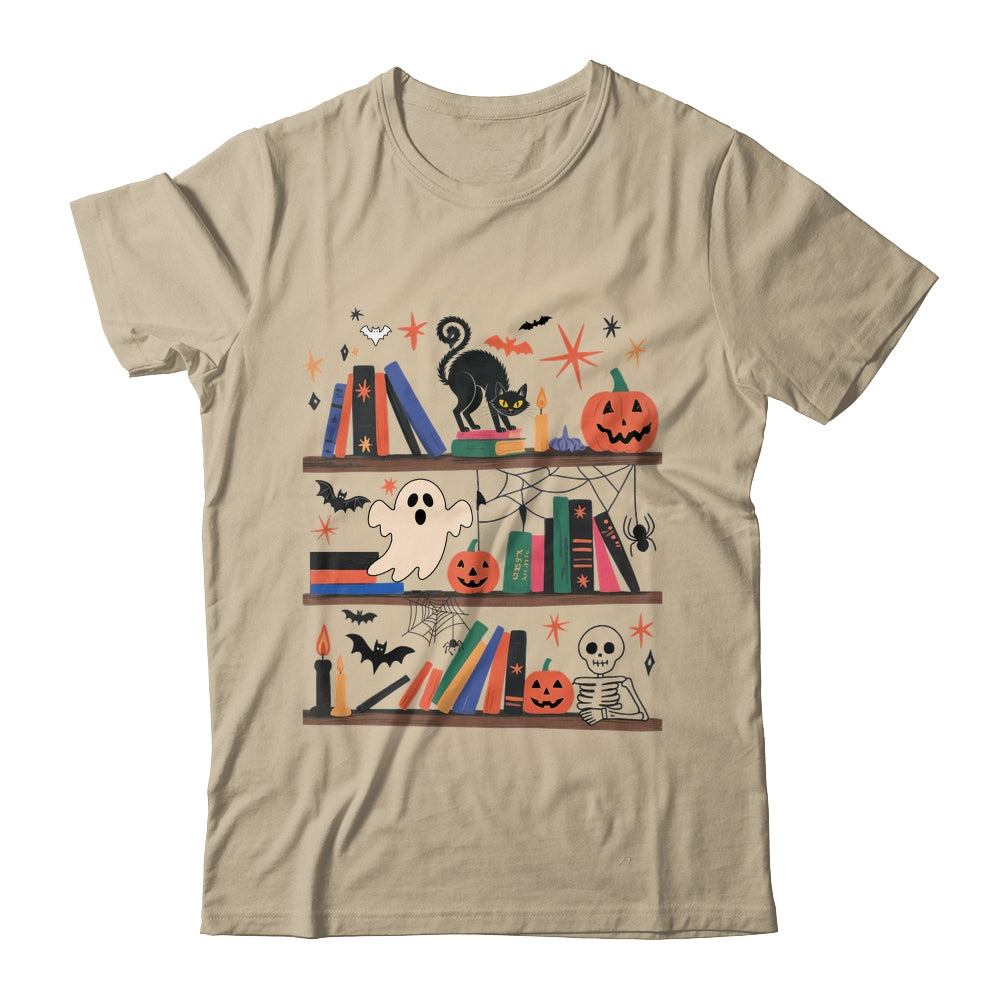 Cozy Halloween Bookshelf Read Book Ghost Pumpkin Fall Autumn Shirt & Sweatshirt | teecentury
