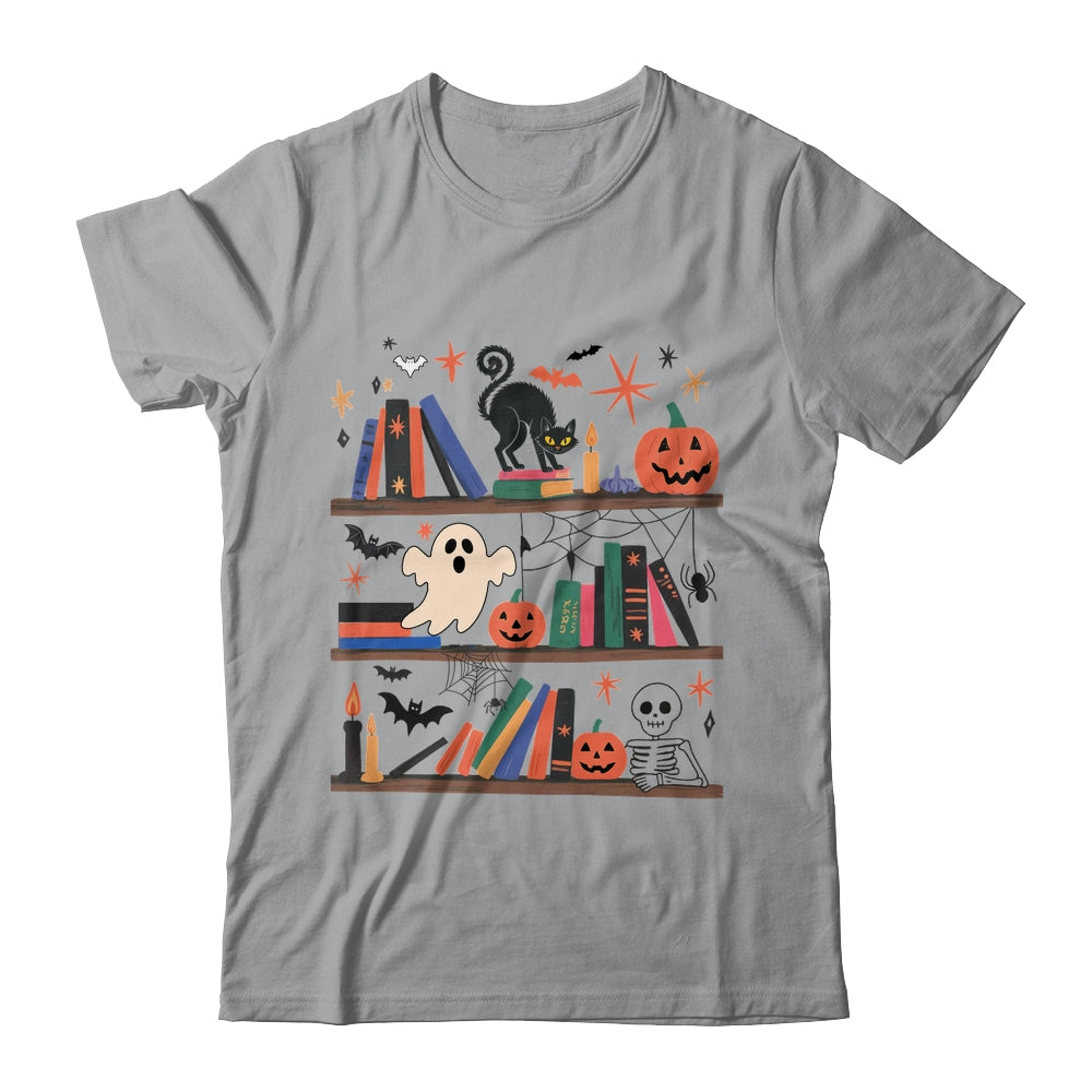 Cozy Halloween Bookshelf Read Book Ghost Pumpkin Fall Autumn Shirt & Sweatshirt | teecentury