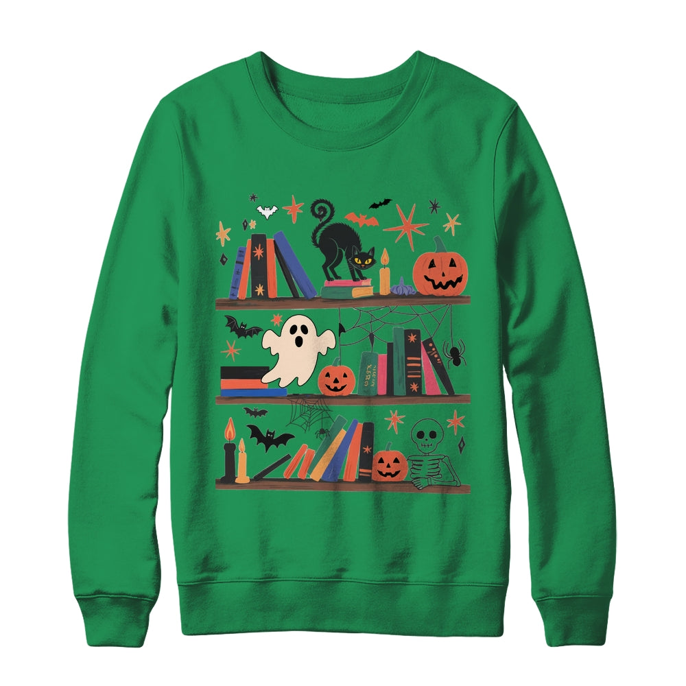 Cozy Halloween Bookshelf Read Book Ghost Pumpkin Fall Autumn Shirt & Sweatshirt | teecentury
