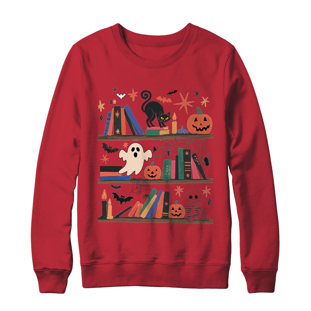 Cozy Halloween Bookshelf Read Book Ghost Pumpkin Fall Autumn Shirt & Sweatshirt | teecentury