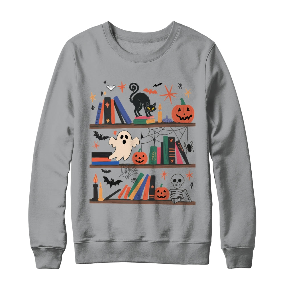 Cozy Halloween Bookshelf Read Book Ghost Pumpkin Fall Autumn Shirt & Sweatshirt | teecentury
