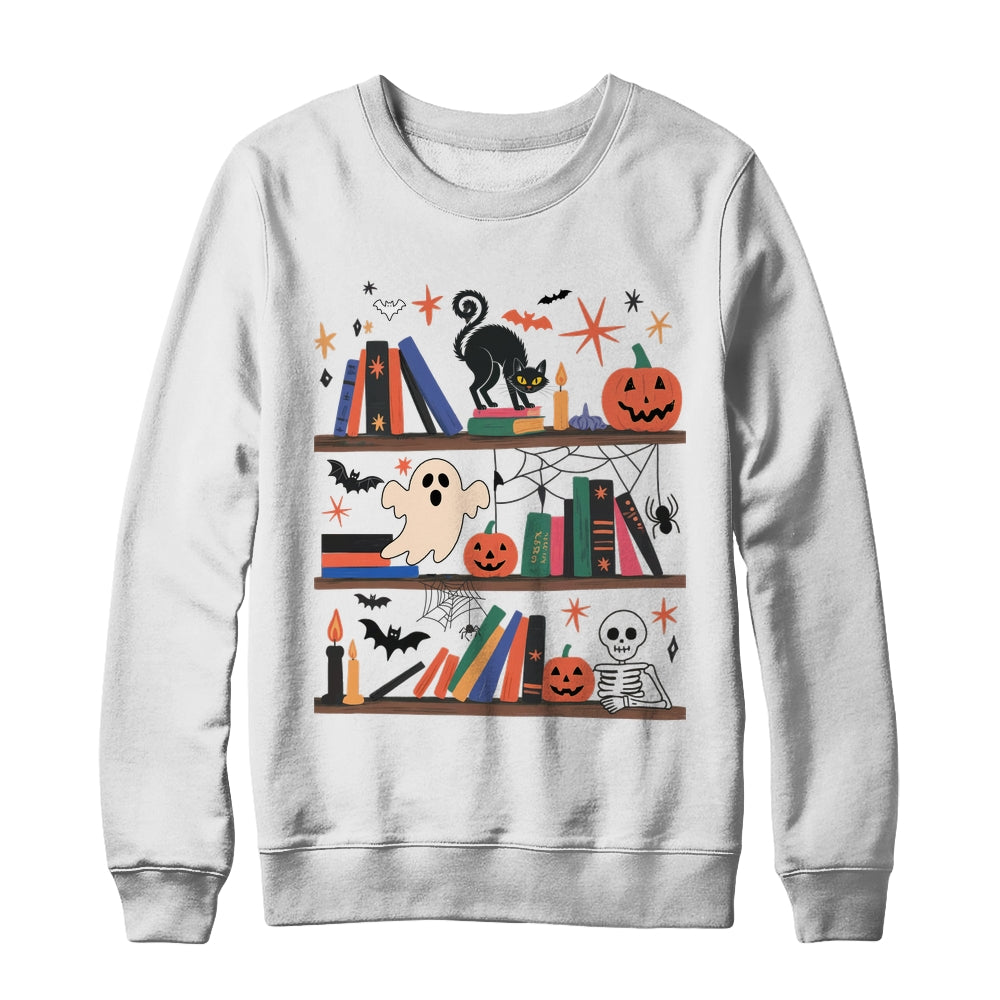 Cozy Halloween Bookshelf Read Book Ghost Pumpkin Fall Autumn Shirt & Sweatshirt | teecentury