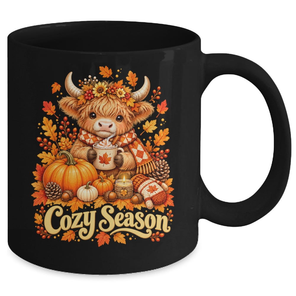 Cozy Season Highland Cow Pumpkin Autumn Fall Graphic Mug | teecentury