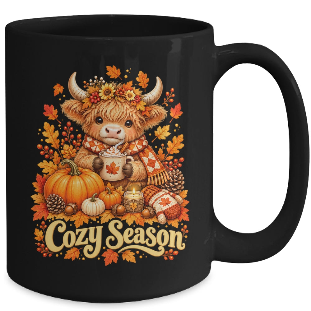 Cozy Season Highland Cow Pumpkin Autumn Fall Graphic Mug | teecentury