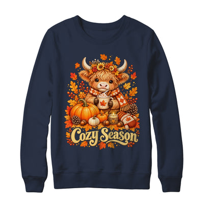Cozy Season Highland Cow Pumpkin Autumn Fall Graphic Shirt & Sweatshirt | teecentury