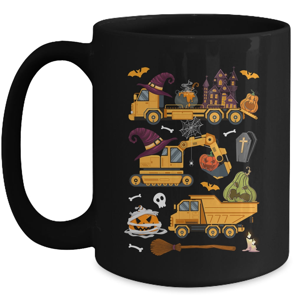 Crane Truck Construction Vehicle Halloween Pumpkin Boys Kids Mug | teecentury