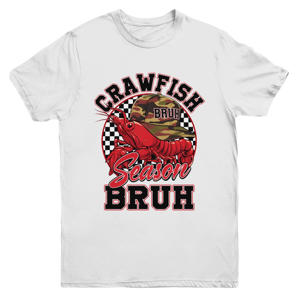 Crawfish Season Bruh Funny Crawfish Boil Lobster Hat Boy Youth Shirt | teecentury