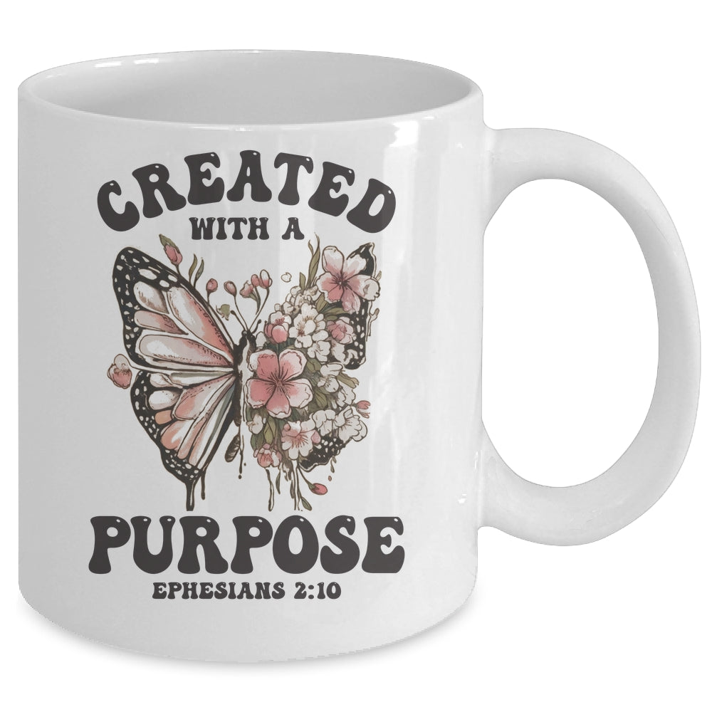 Created With A Purpose Boho Butterfly Christian Women Faith Mug | teecentury