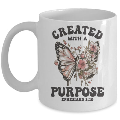 Created With A Purpose Boho Butterfly Christian Women Faith Mug | teecentury