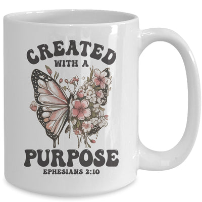 Created With A Purpose Boho Butterfly Christian Women Faith Mug | teecentury
