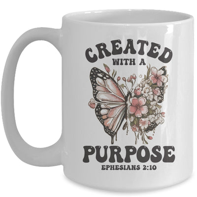 Created With A Purpose Boho Butterfly Christian Women Faith Mug | teecentury
