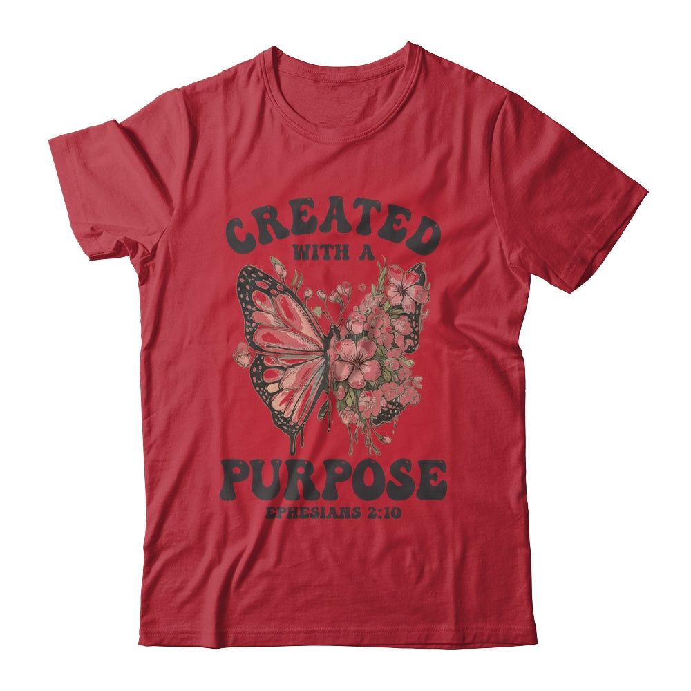 Created With A Purpose Boho Butterfly Christian Women Faith Shirt & Sweatshirt | teecentury