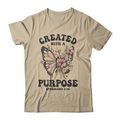 Created With A Purpose Boho Butterfly Christian Women Faith Shirt & Sweatshirt | teecentury