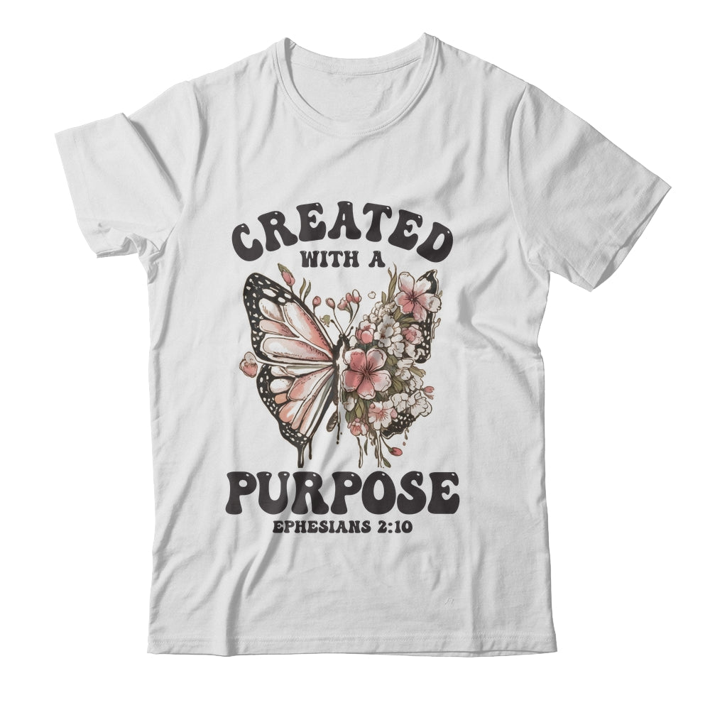Created With A Purpose Boho Butterfly Christian Women Faith Shirt & Sweatshirt | teecentury