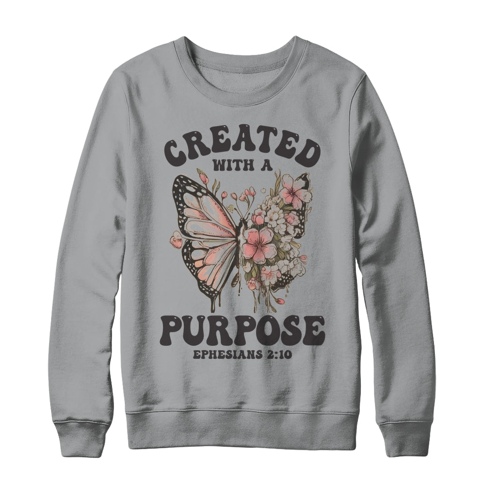 Created With A Purpose Boho Butterfly Christian Women Faith Shirt & Sweatshirt | teecentury